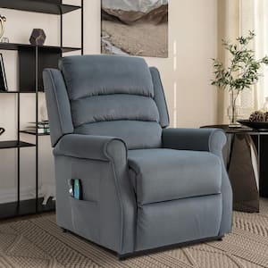 Blue Ergonomic High-End Fabric Power Lift Recliner Chair with 8 Massage Points and Remote Control