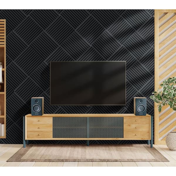 xinyoec 12 in. x 12 in. x 2 in. Black Foam Sound Absorbing Panel