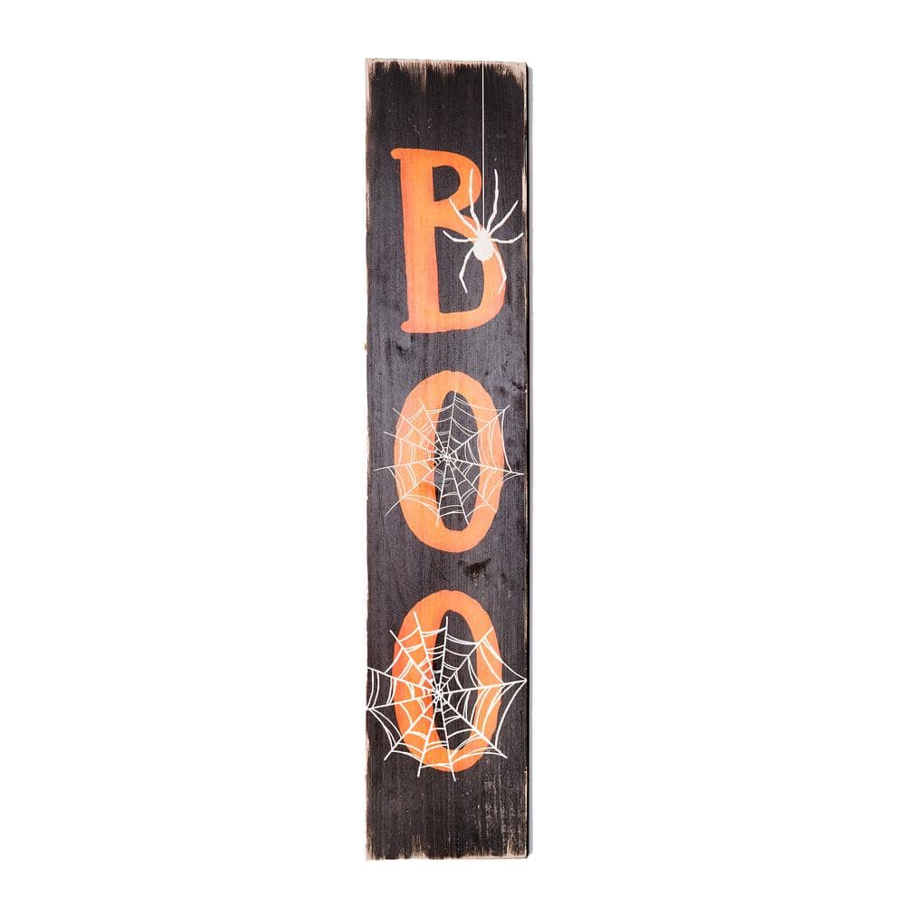40 in. Wood Halloween Boo Vertical Hanging Porch Sign 8340 - The Home Depot