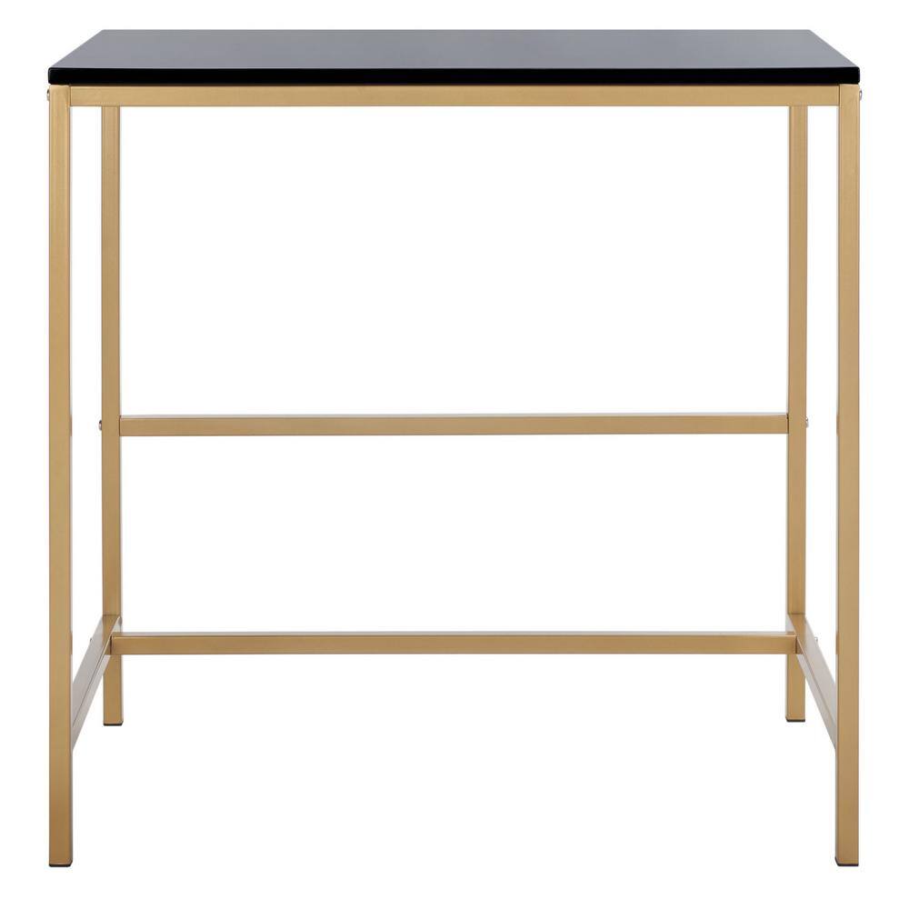 Glossy Black and Gold 34" Scandinavian Writing Desk