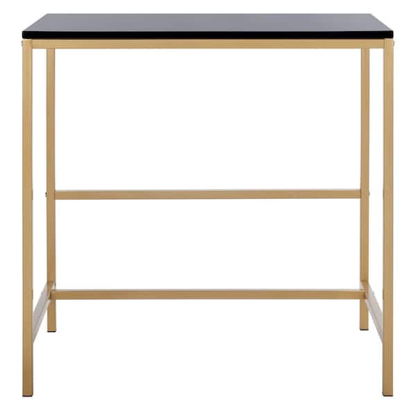 SAFAVIEH Viv 29.9 in. Black/Gold Wood Writing Desk DSK5801B The Home