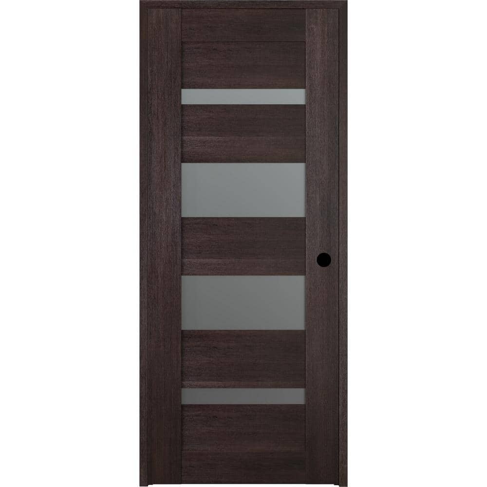 "Vona 07-01 28""x 96"" Right-Hand 5-Lite Frosted Glass Solid Composite Core Veralinga Oak Wood Single Prehung Interior Door" price history on PriceWatchPro