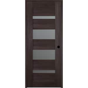 Vona 07-01 24"x 96" Right-Hand 5-Lite Frosted Glass Solid Composite Core Veralinga Oak Wood Single Prehung Interior Door