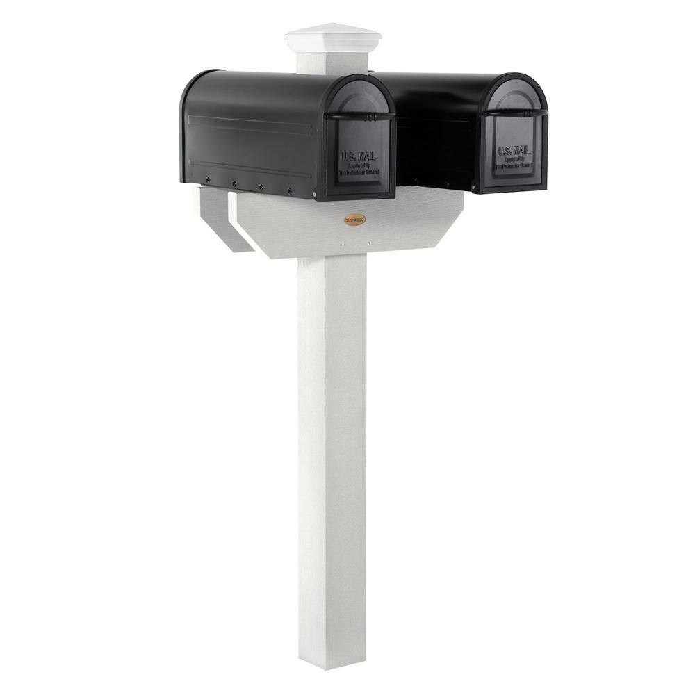 Hazelton White Poly Lumber Double Mailbox Post