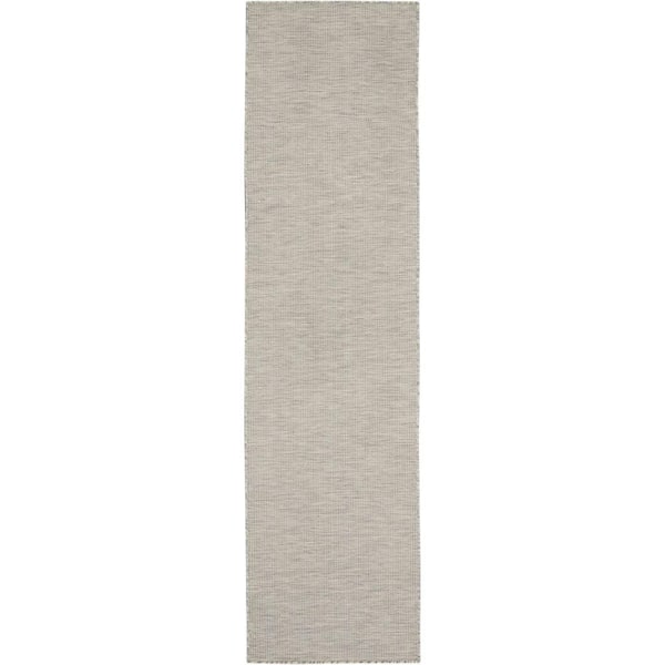 Positano Light Grey 2 ft. x 6 ft. Indoor/Outdoor Solid Contemporary Runner Area Rug