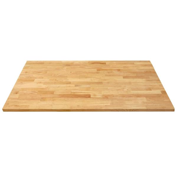 HARDWOOD REFLECTIONS 4 ft. L x 30 in. D Finished Hevea Solid Wood Butcher Block Desktop Countertop With Eased Edge