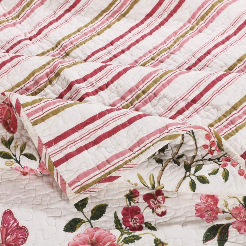 Butterflies Multicolor Quilted Cotton Botanical Throw Blanket