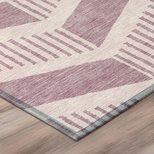 Chantille Machine Washable Indoor/Outdoor Abstract ACN2910 Blush 8 ft. x 8 ft. Round Rug