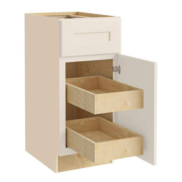 Home Decorators Collection Newport 15 in. W x 24 in. D x 34.5 in. H Assembled Plywood Base Kitchen Cabinet in Blended Cream with 2ROT Soft Close RH