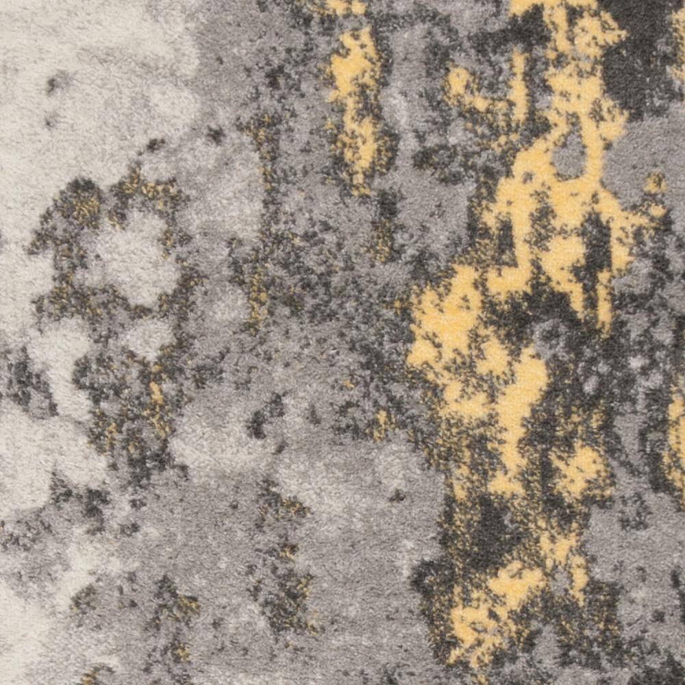 Gray and Yellow Abstract Easy-Care Runner Rug