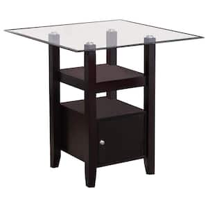 SignatureHome Arecibo Cappuccino Finish Top Glass 35 in. W in. 4 Legs Table Base Dining Table 4 Seating Capacity