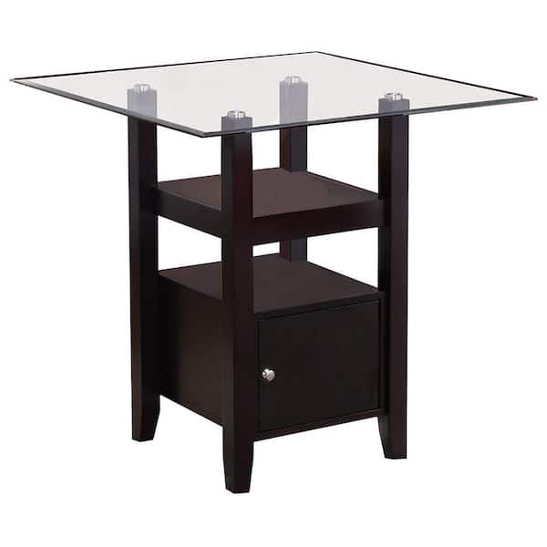 Signature Home SignatureHome Arecibo Cappuccino Finish Top Glass 35 in. W in. 4 Legs Table Base Dining Table 4 Seating Capacity
