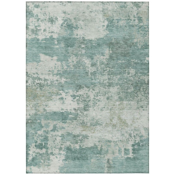 Chantille Machine Washable Indoor/Outdoor Abstract ACN2366 Aqua 9 ft. x 12 ft. Area Rug