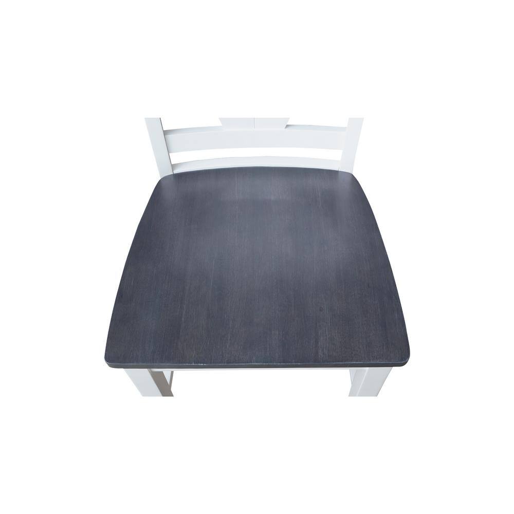 White and Heather Gray Wood Counter Height Stool with Splat Back