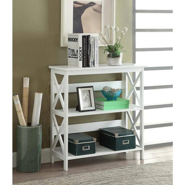 White Wood 3 Shelf Etagere Bookcase, Convenience Concepts Oxford 5 Tier Corner Bookcase Assembly Instructions