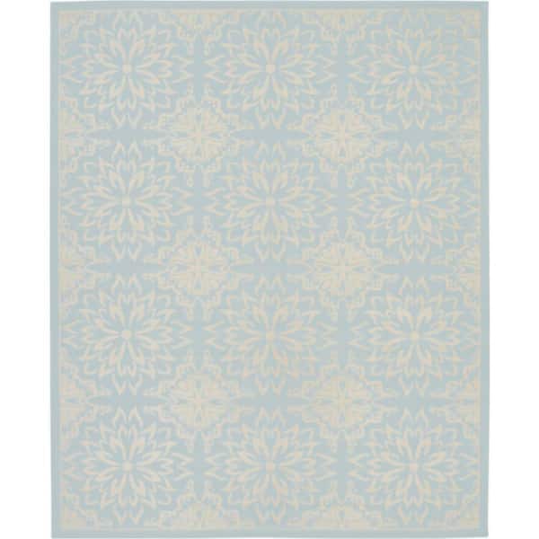 Nourison Jubilant Ivory/Light Blue 8 ft. x 10 ft. Moroccan Farmhouse Area Rug