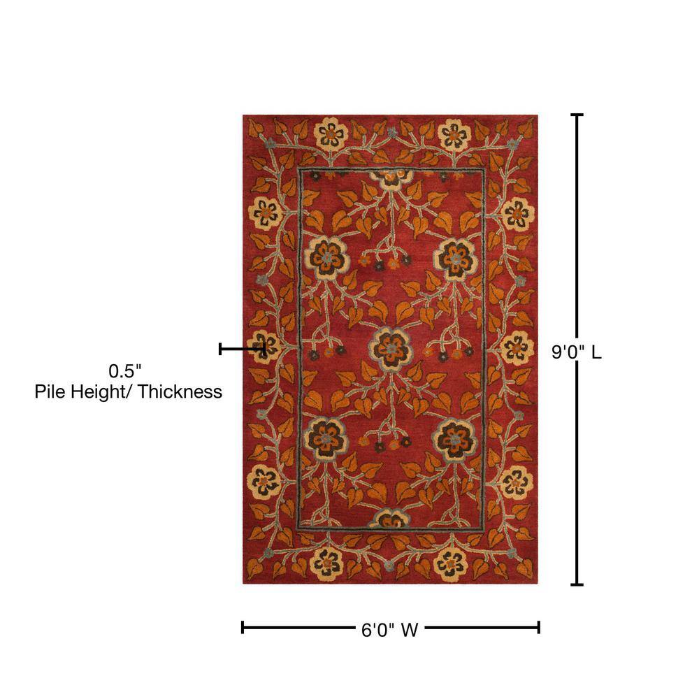 Handmade Red Wool 6' x 9' Tufted Area Rug
