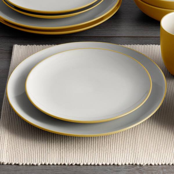 Colorwave Mustard 8.25 in. (Yellow) Stoneware Coupe Salad Plates, (Set of 4)