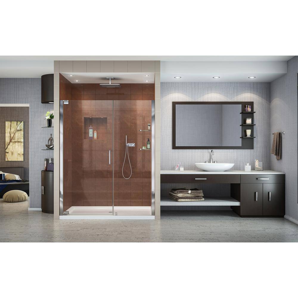 Elegance 53" Distressed Bronze Frameless Pivot Shower Door