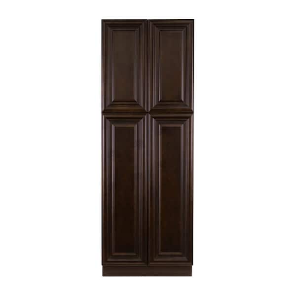 LIFEART CABINETRY Edinburgh Espresso Plywood Raised Panel Stock Assembled Tall Pantry Kitchen Cabinet (24 in. W x 96 in. H x 24 in. D)