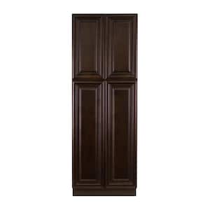 Edinburgh Espresso Plywood Raised Panel Stock Assembled Tall Pantry Kitchen Cabinet (24 in. W x 96 in. H x 24 in. D)
