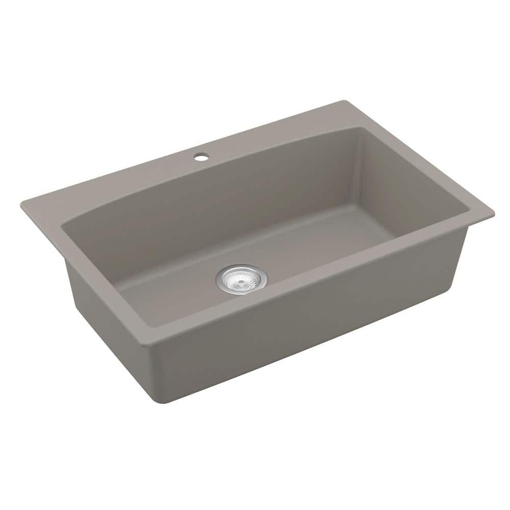 Concrete Quartz 33'' Single Bowl Drop-In Kitchen Sink Kit