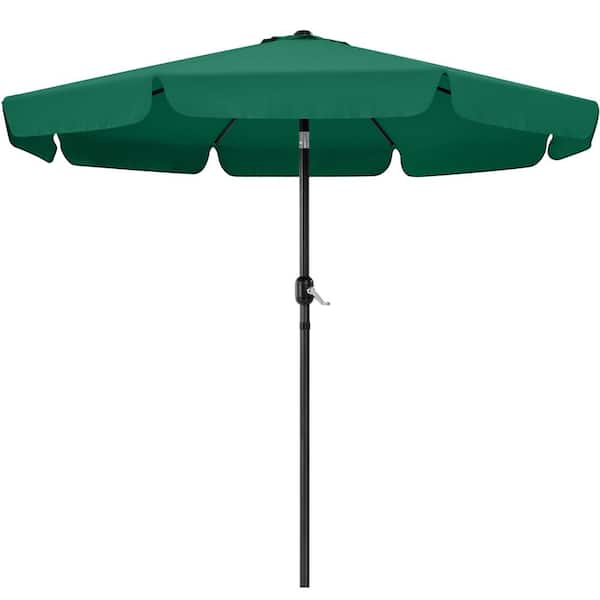 9 ft. Outdoor Umbrella with Push Button Tilt and Crank for Garden Dark Green