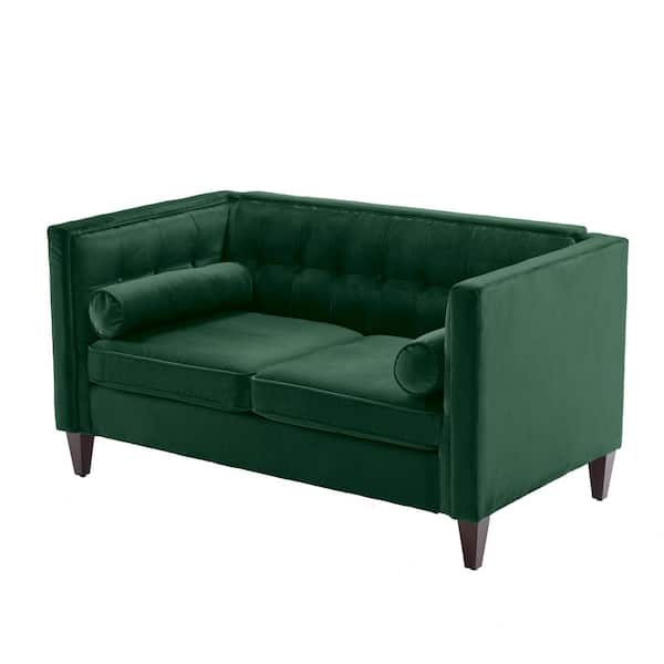 ARTFUL LIVING DESIGN Dolores 58 in. Green Velvet 2-Seat Loveseat with Tufted Back