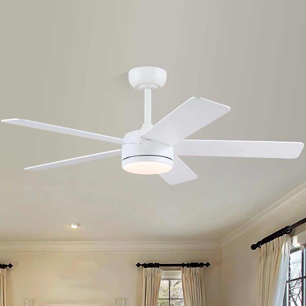 46 in. Indoor/Outdoor Modern White Ceiling Fans with Dimmable 3 Colors Lights and Remote/APP price history on PriceWatchPro