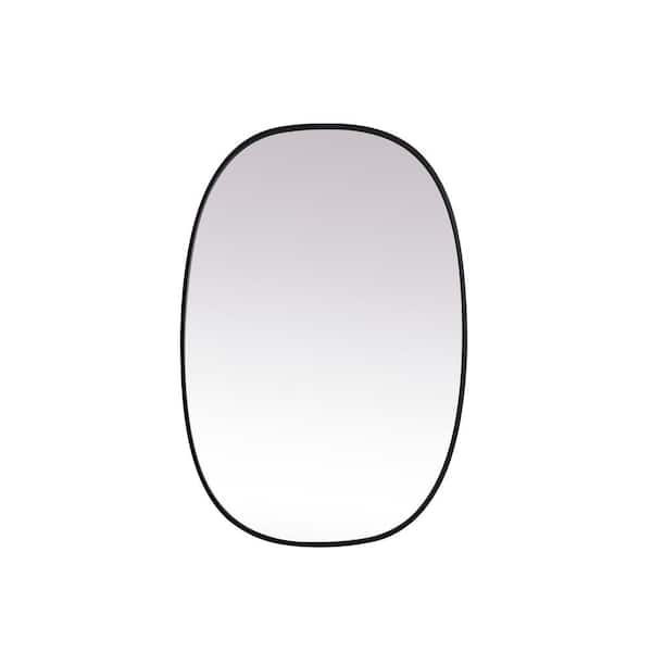 Unbranded Simply Living 27 in. W x 40 in. H Oval Metal Framed Black Mirror