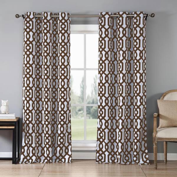 Duck River Chocolate Trellis Thermal Blackout Curtain - 38 in. W x 84 in. L (Set of 2)