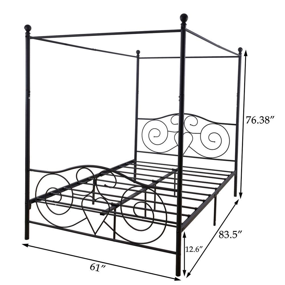 61 in. Metal Black Canopy Bed Frame HD748GBK The Home Depot