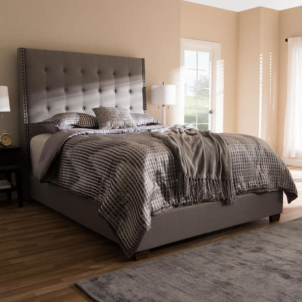 Baxton Studio Georgette Light Gray Queen Bed 145 8124 HD The