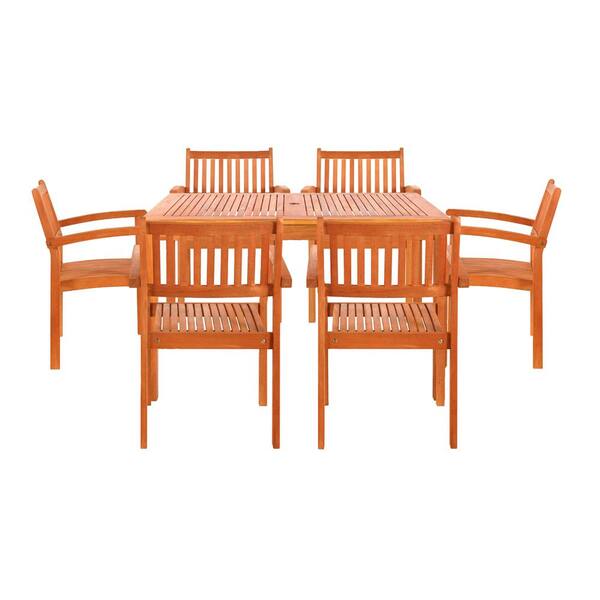 Vifah Malibu 7-Piece Wood Rectangle Outdoor Dining Set