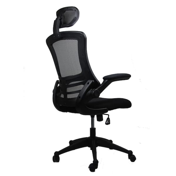 MAYKOOSH Black Flip-Top Ergonomic Mesh Drafting Swivel Desk Chair Lumbar  Support, Height Adjustable with Foot Ring 24860 - The Home Depot