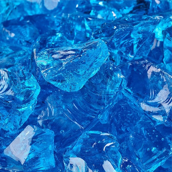 10 Lbs Bermuda Blue Crushed Fire Glass, Fire Pit Crystals Home Depot