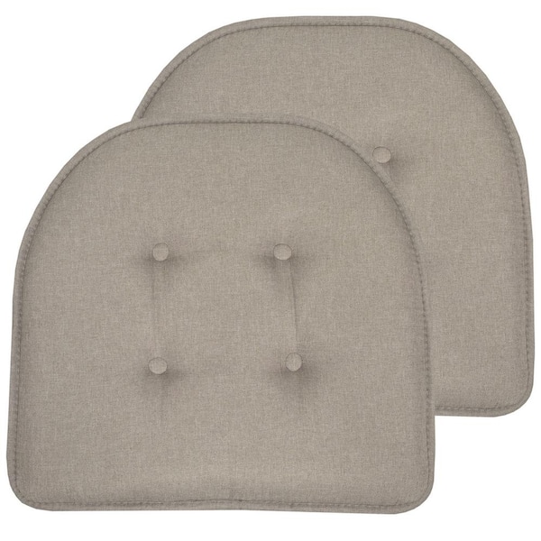 Sweet Home Collection Solid Memory Foam 17 in. x 16 in. U-Shape Non-Slip Indoor/Outdoor Chair Seat Cushion, Khaki (2-Pack)