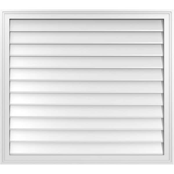 Ekena Millwork 38 in. x 34 in. Vertical Surface Mount PVC Gable Vent: Decorative with Brickmould Frame