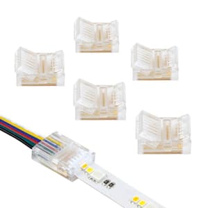 SureLock Pro 6 Pin RGB+WW LED Channel Connector Strip Light Tape to Wire Connector (6-Pack)