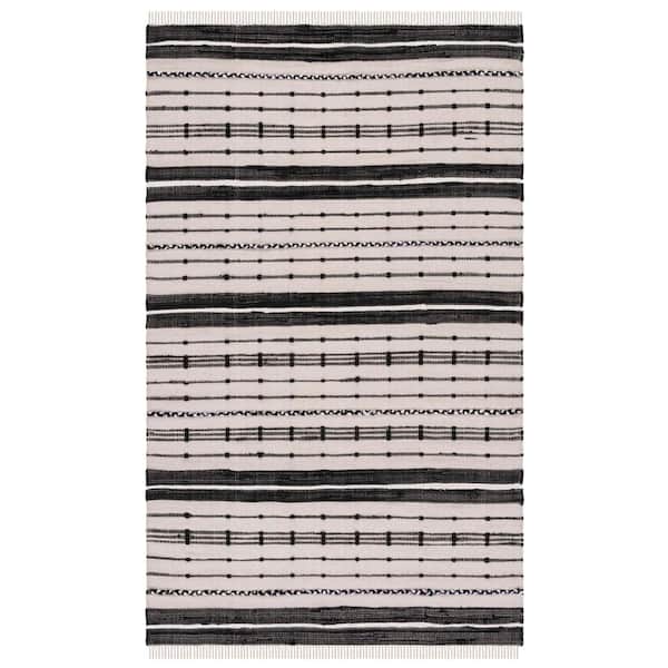 SAFAVIEH Striped Kilim Beige Black 4 ft. x 6 ft. Striped Area Rug