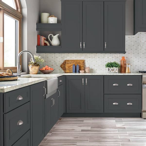 1 gal. #PPU18-01 Cracked Pepper Satin Enamel Interior/Exterior Cabinet, Door & Trim Paint