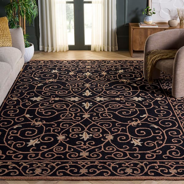 Chelsea 10 ft. x 14 ft. Black Scroll Area Rug