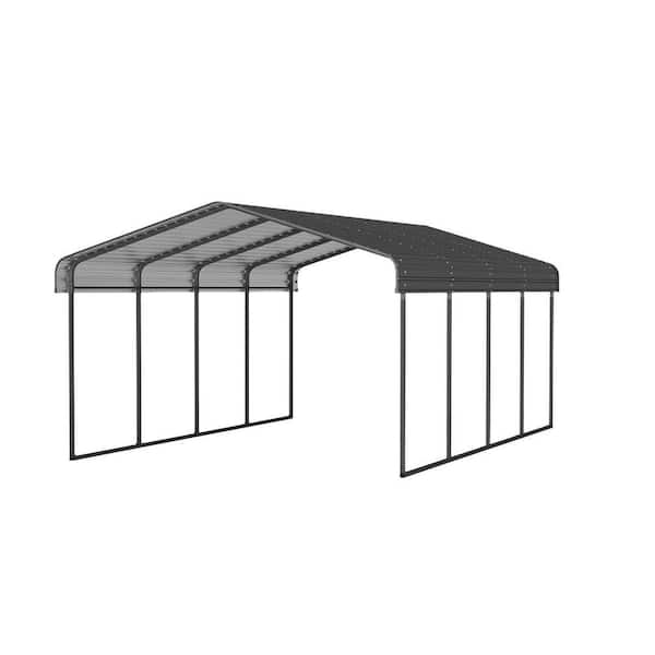 12 ft. W x 20 ft. D x 8.4 ft. H Black Metal Carport with Galvanized Steel Roof, Car Shelter for Car, Boats and Truck