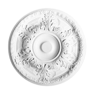 19-1/4 in. x 19-1/4 in. x 1-7/8 in. Foliage and Flowers Primed White Polyurethane Ceiling Medallion