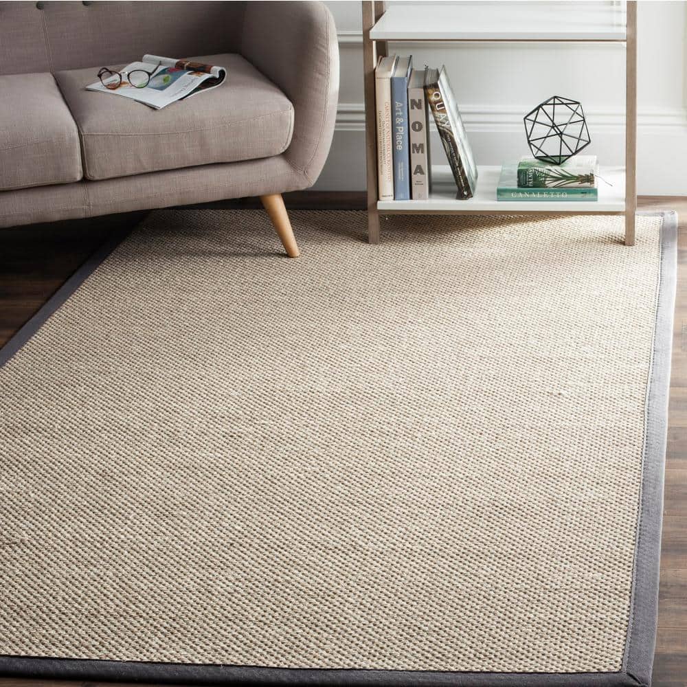 Handmade Tufted Marble Dark Grey Non-Slip Rectangular Rug 6' x 9'
