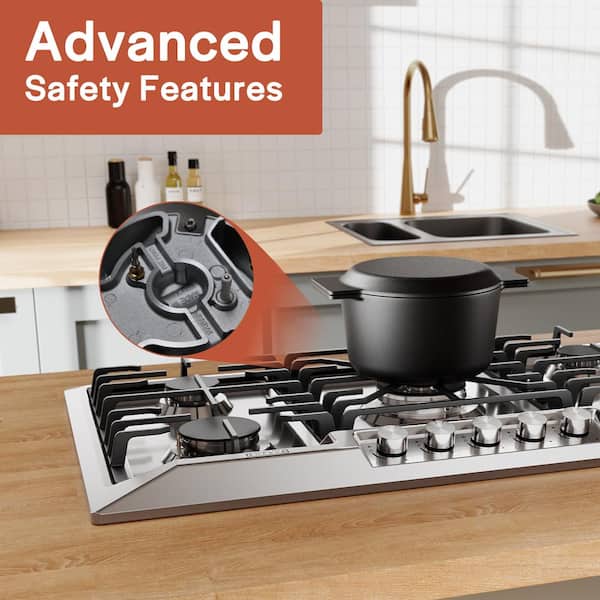 Built-in 36 in. Gas Cooktop - 5 Sealed Burners Cook Tops in Stainless Steel