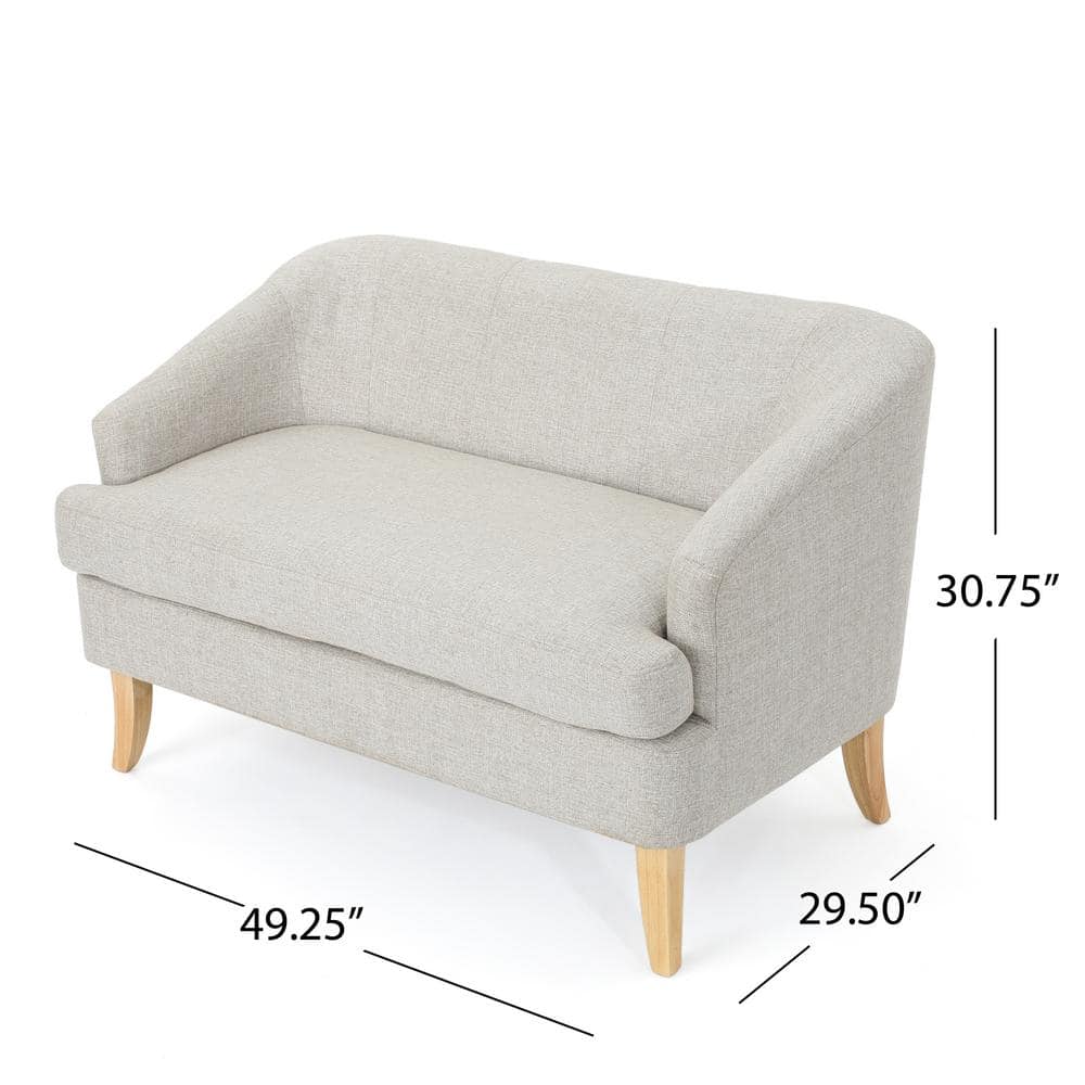 Elegant Beige Birch Wood Sloped Arm Loveseat