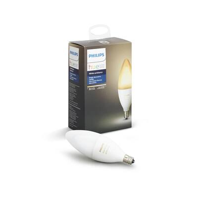 White Ambiance E12 LED 40W Equivalent Dimmable Smart Wireless Decorative Candle Light Bulb
