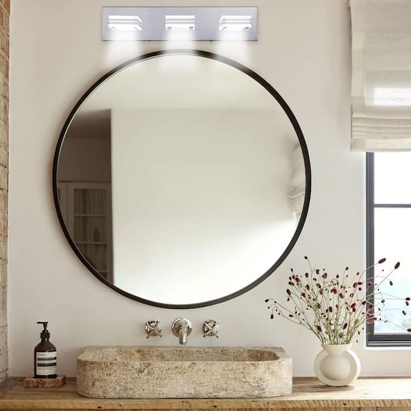 20 in. Chrome Over Mirror Bath Wall Lighting, Modern Vanity Light with 3 Integrated LED Light for Bathroom