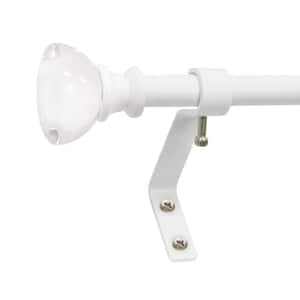 1/2 in. Clear Knob Cafe Telescoping Drapery Single Rod Set, 48 to in. 86 in. in White